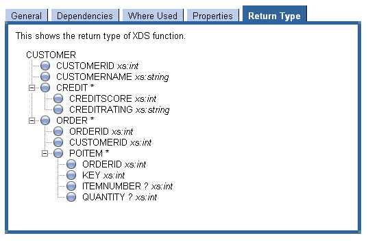 CUSTOMER Return Type Displayed in DSP Console's Metadata Browser