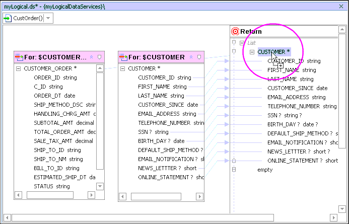 Append Mapping of the $CUSTOMER_ORDER to the Return Type