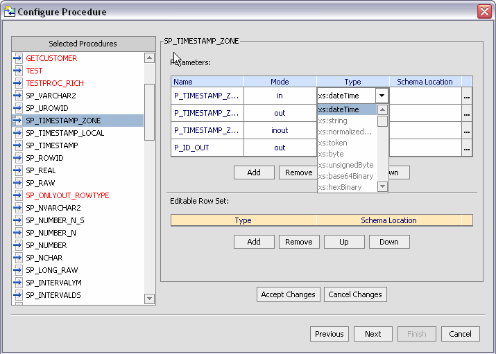 Changing the Type of an Element in a Stored Procedure