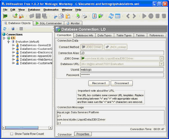 New Database Connection Parameters