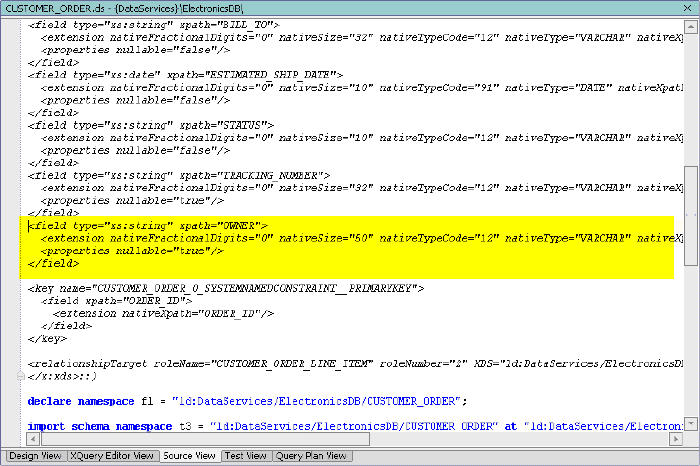 Source View of Updated Metadata