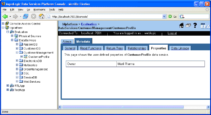 Customer Profile Properties Metadata