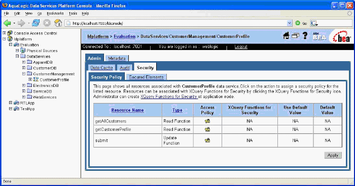 Data Service-Level Security Policy