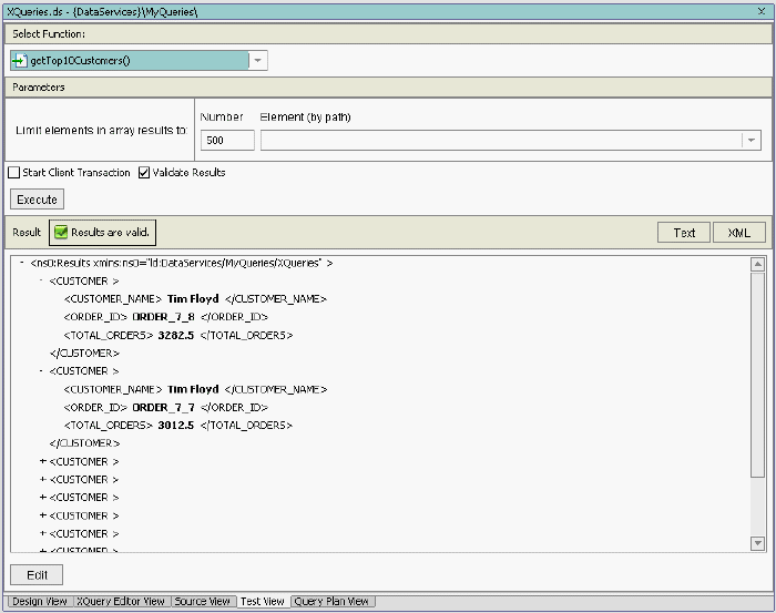 Test View for Inner Join and Top N Function