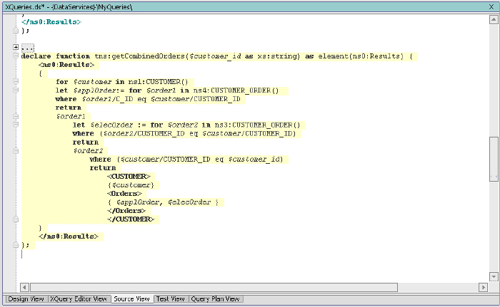Source View for Union and Concatenation Operation