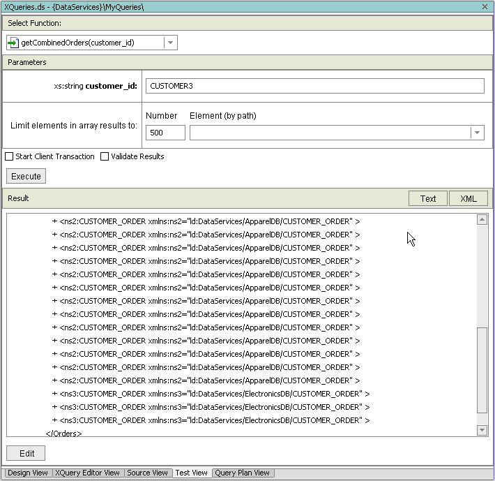 Test View of Union and Concatenation Function