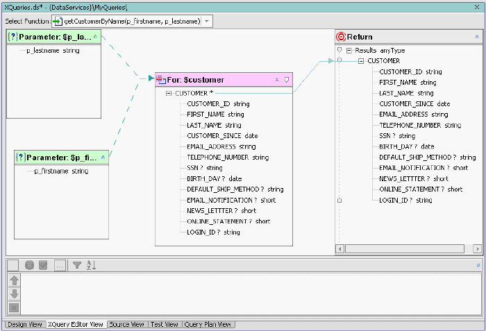Query Editor View of Parameterized Function