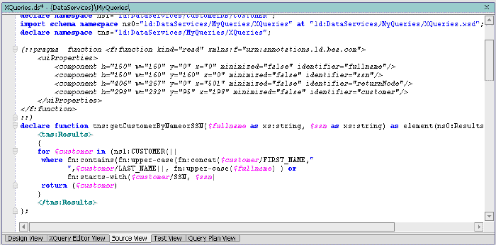 Source View of XQueries.ds