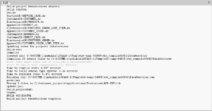 Complete Build Information for the DataServices Project