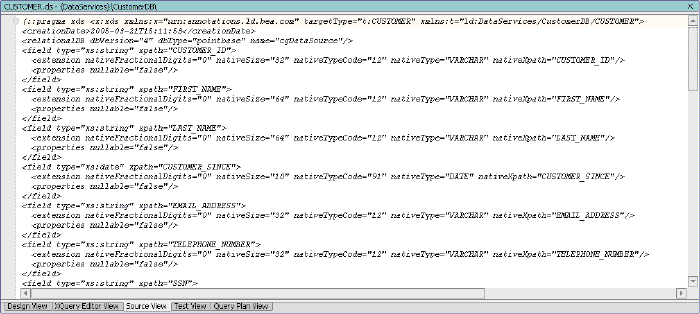 Source View of Metadata