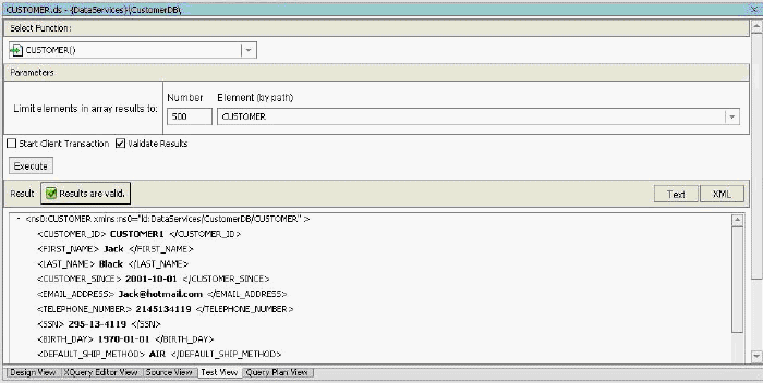 Physical Data Service Test Results