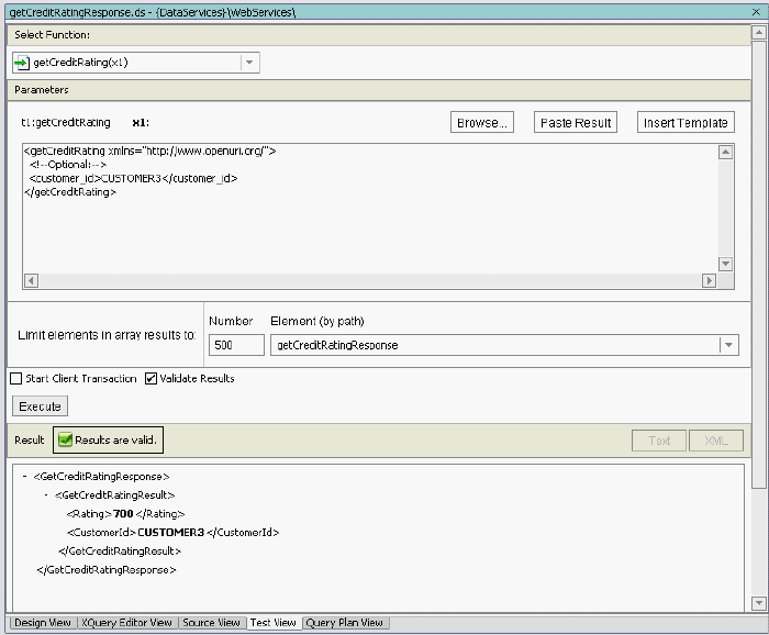 Test View of Update Override for a Web Service