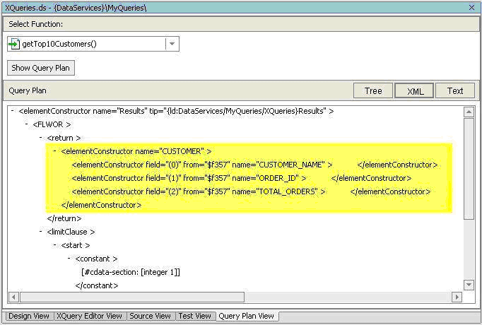  Query Plan View of XML Elements