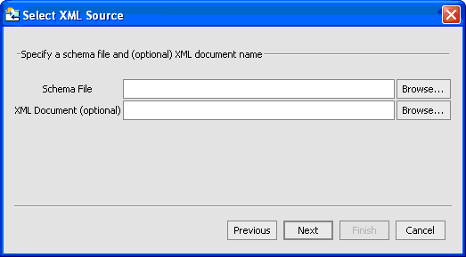 Select XML Source Window