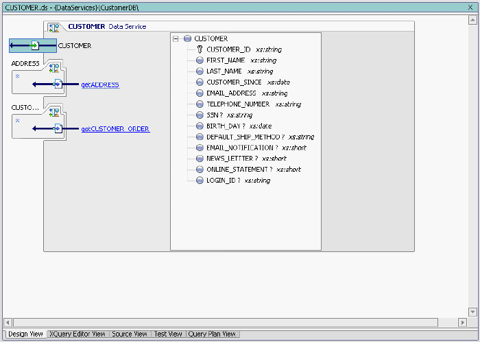 CUSTOMER Data Service Showing Added Relationship Function