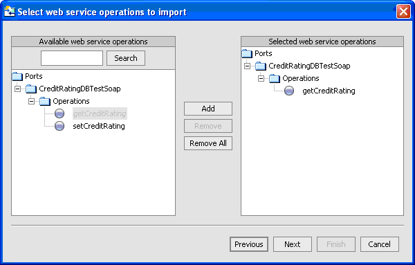 Selected Web Service Operations