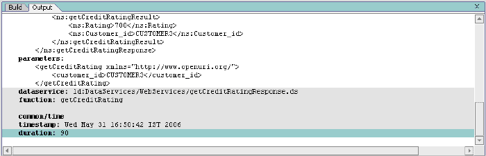 Viewing the Data Sources in the Output Window