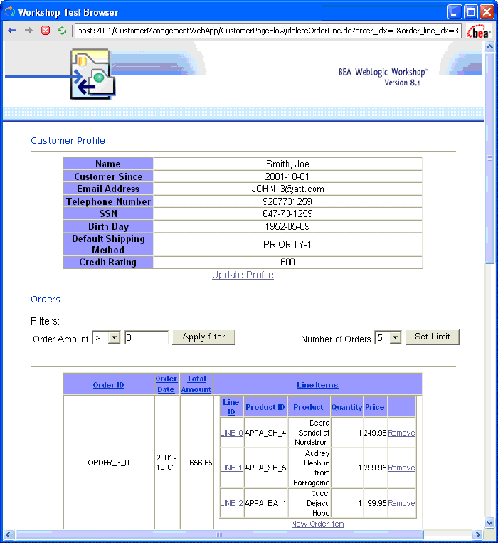 Java Page Flow Results