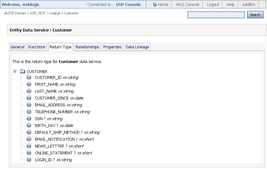 Return Type for a Logical Data Service