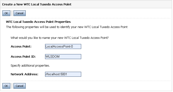 New Local Access Point Data Entry Display
