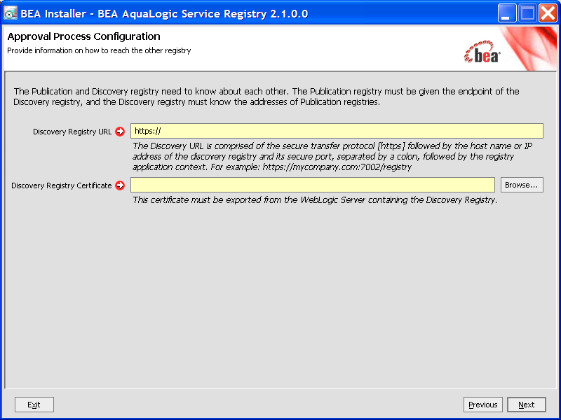 Publication Registry Installation Configuration Options