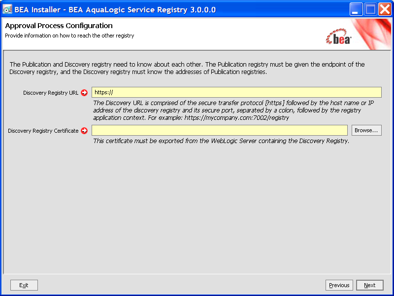 Publication Registry Installation Configuration Options