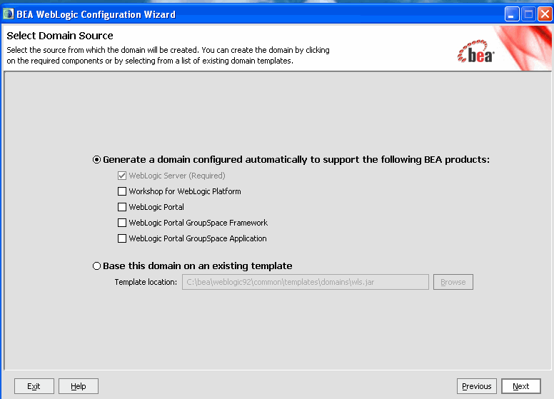 Select Domain Source window