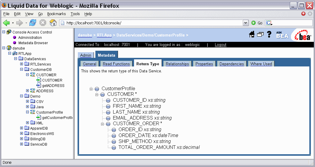 Return Type for a Logical Data Service