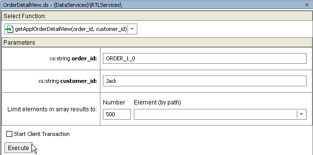 Function with Two Input Parameters in Test View