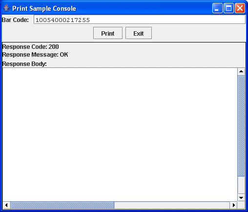 Print Sample Console Bar Code GUI