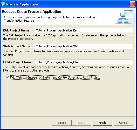 Process Application dialog box