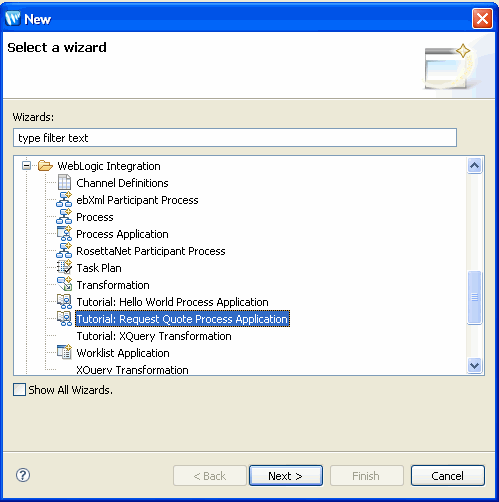 Select a Wizard dialog box