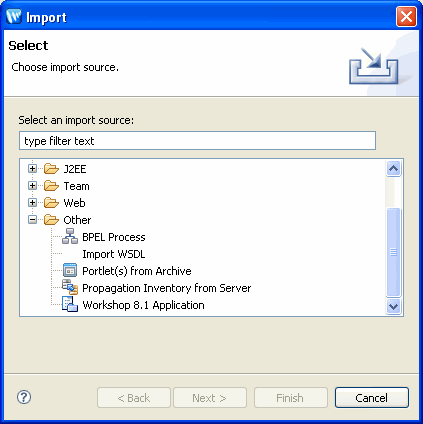 Selecting the Import Source