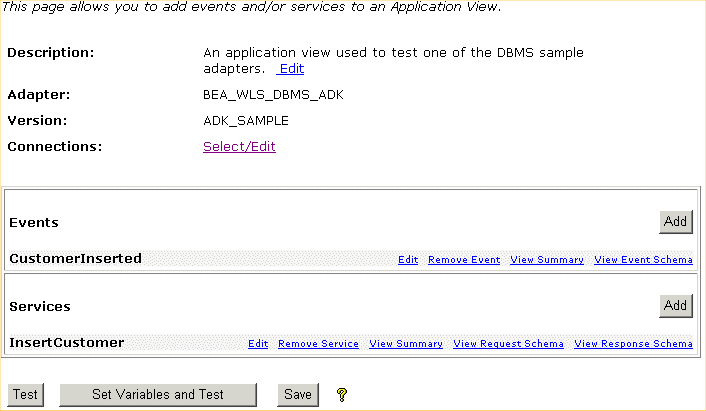 Application View Administration Page for AppViewTest
