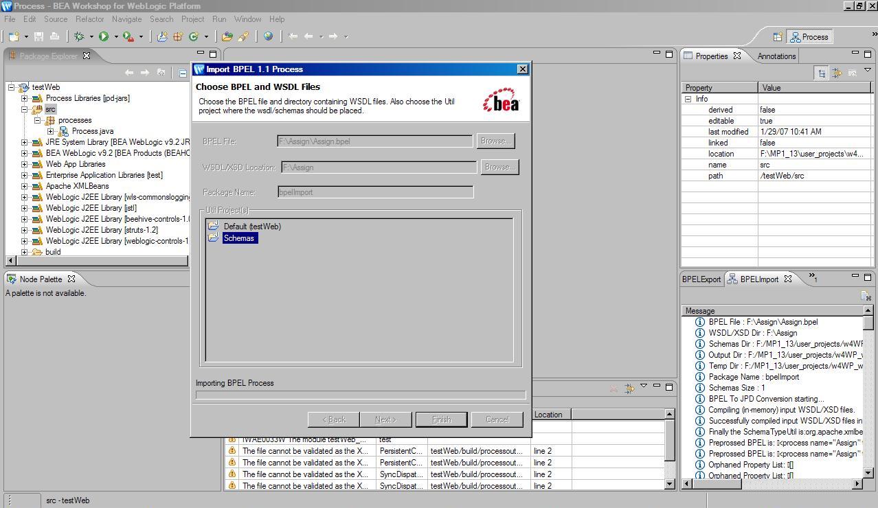 BPEL Import Progress