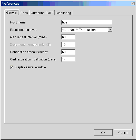 Preferences Window General Tab (Windows)