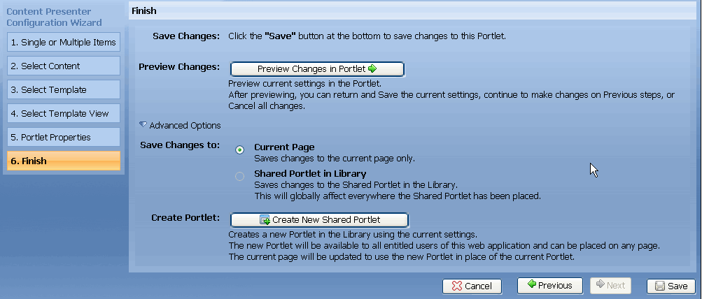 Preview or Save the Portlet