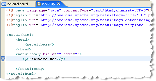 index.jsp after Editing the Body Text in the Workbench Editor