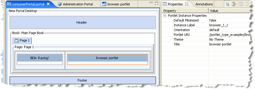Portlet Instance Properties in the Portal Properties View