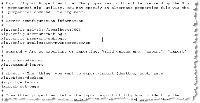 Excerpt from Default Properties File