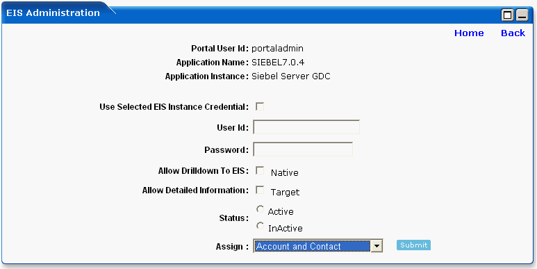 EIS Credential Mapping - Create default Screen