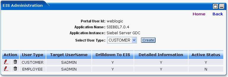 EIS Credential Mapping - Select User Type Screen