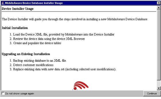 Device Installer Usage Screen 