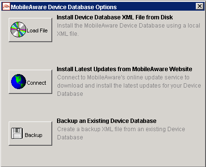 MobileAware Device Database Options