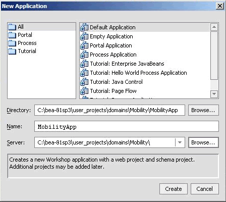 New Application Dialog 