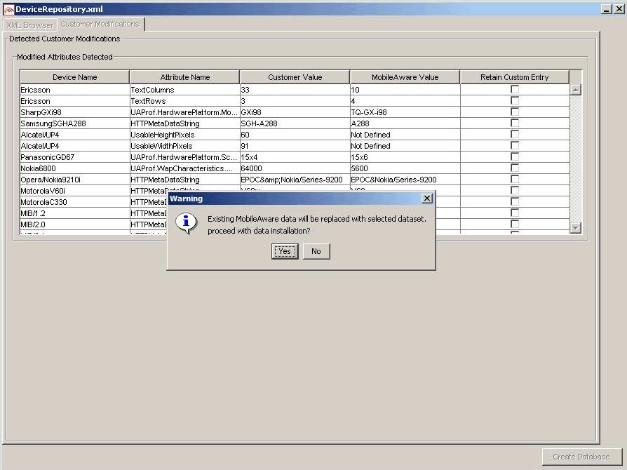 Overwrite Data Screen 