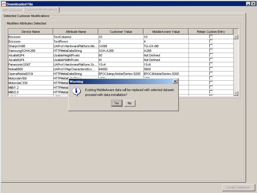 Overwrite Data Screen 