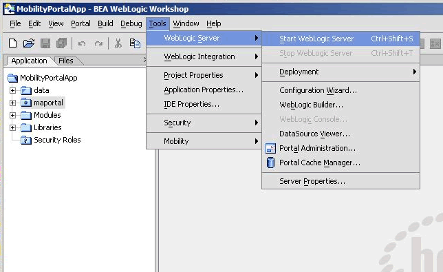 Start BEA WebLogic Server