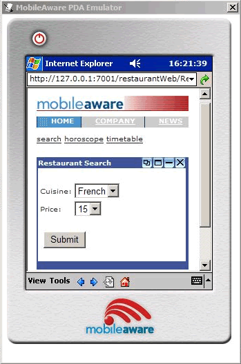 Updated PDA Emulator View - Main Page