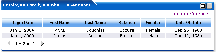 WebLogic Portlets for SAP HRMS - Employee Family Member Dependents Screen